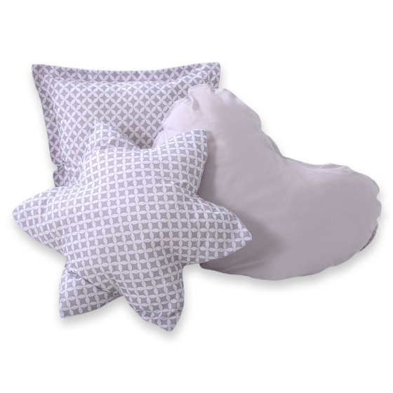 3pcs pillow set - Gray flowers