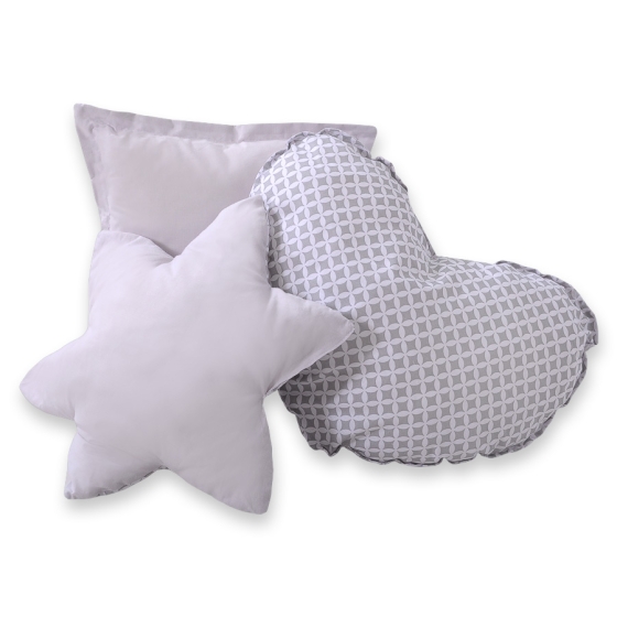 3pcs pillow set - Gray flowers