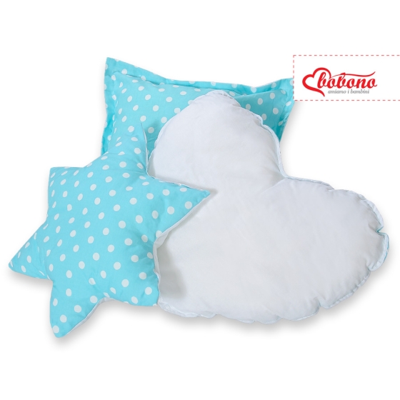 3pcs pillow set - White dots on turquoise