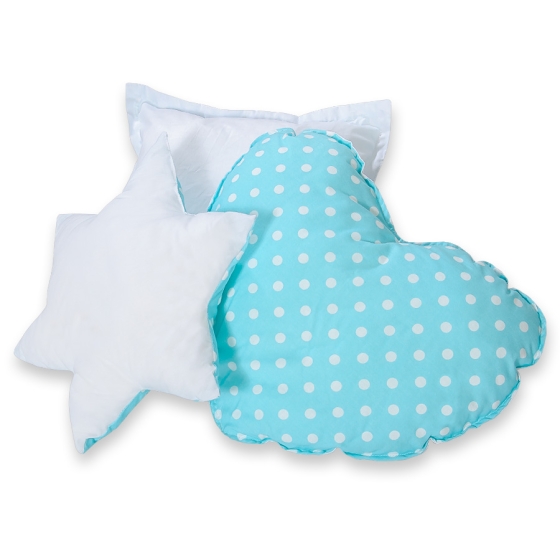 3pcs pillow set - White dots on turquoise