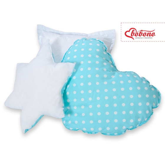 3pcs pillow set - White dots on turquoise