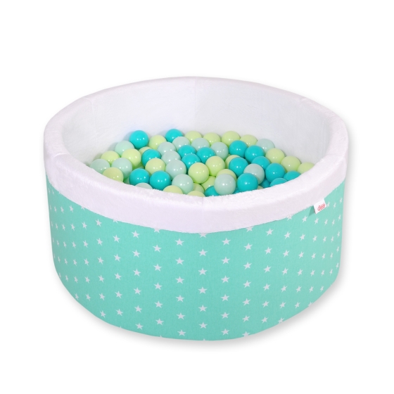 Baby Ball-pit Dry Pool minky with balls 200pcs - mint Stars