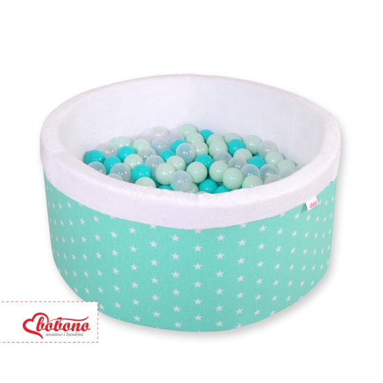 Baby Ball-pit Dry Pool minky with balls 200pcs - mint Stars