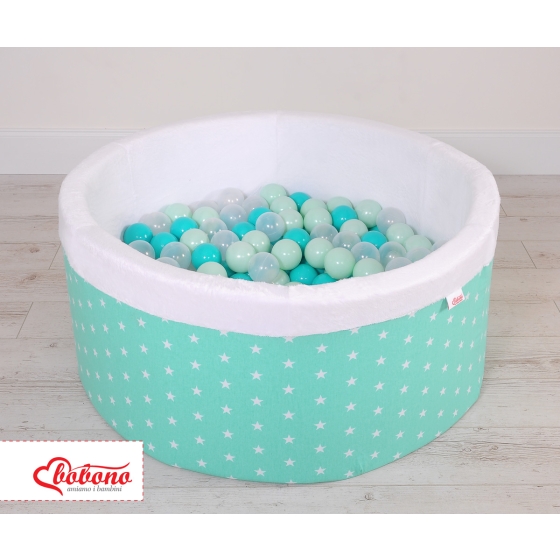 Baby Ball-pit Dry Pool minky with balls 200pcs - mint Stars
