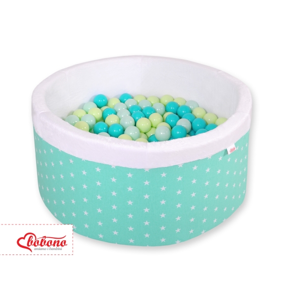 Baby Ball-pit Dry Pool minky with balls 200pcs - mint Stars