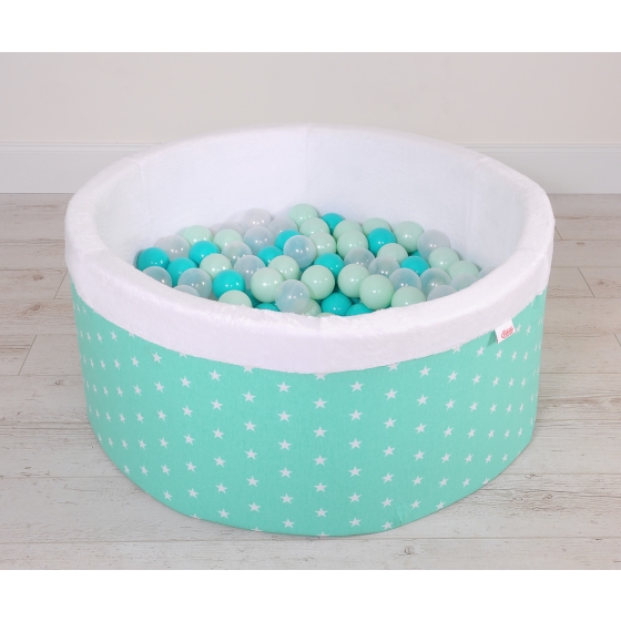 Baby Ball-pit Dry Pool minky with balls 200pcs - mint Stars