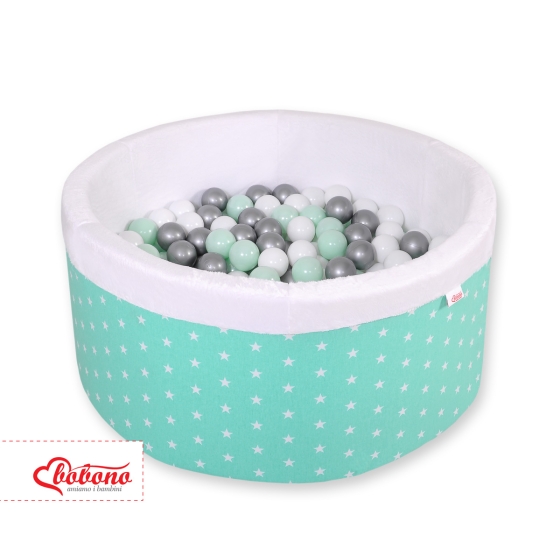 Baby Ball-pit Dry Pool minky with balls 200pcs - mint Stars