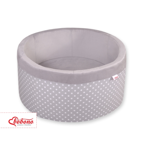 Baby Ball-pit Dry Pool minky without balls - white dots on Gray
