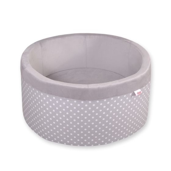 Baby Ball-pit Dry Pool minky without balls - white dots on Gray