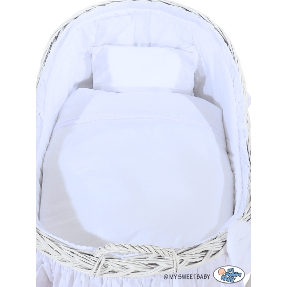 Baby bassinet with wheels Wicker hood crib Carina- White