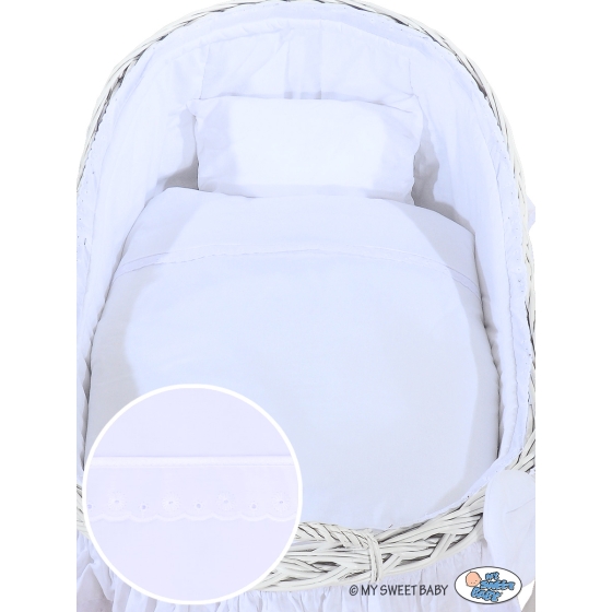 Baby bassinet with wheels Wicker hood crib Carina- White
