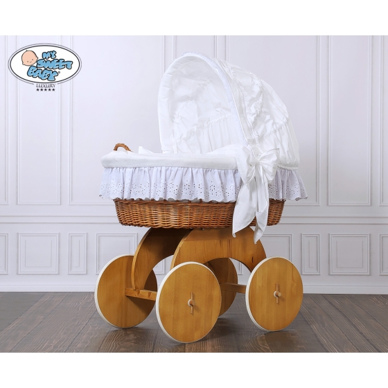 Baby bassinet with wheels Wicker hood crib Sophia no. 50102-912