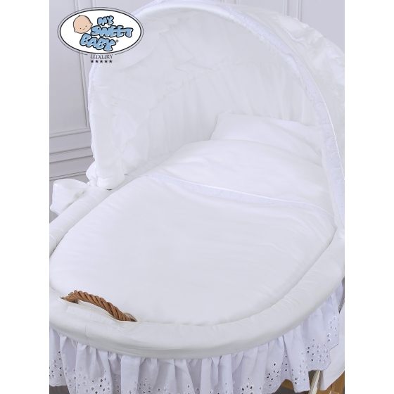 Baby bassinet with wheels Wicker hood crib Sophia no. 50102-912