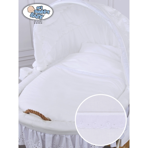 Baby bassinet with wheels Wicker hood crib Sophia no. 50102-912