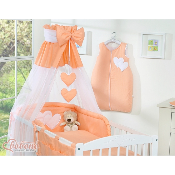 Baby Bed Canopy made of Chiffon- Hanging Hearts orange
