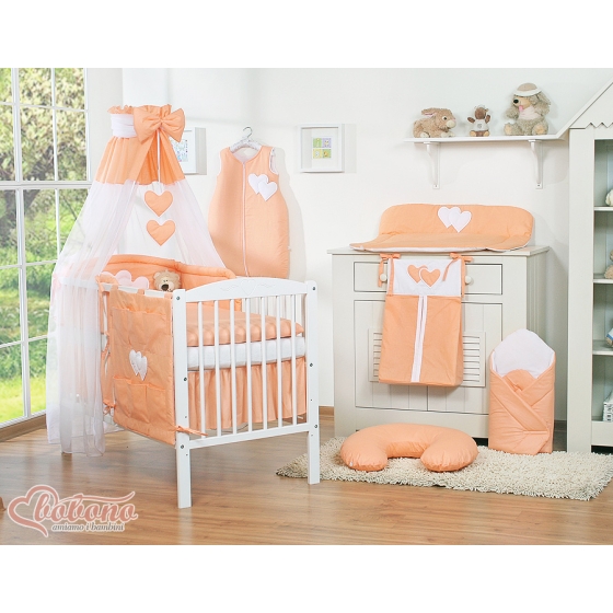 Baby Bed Canopy made of Chiffon- Hanging Hearts orange