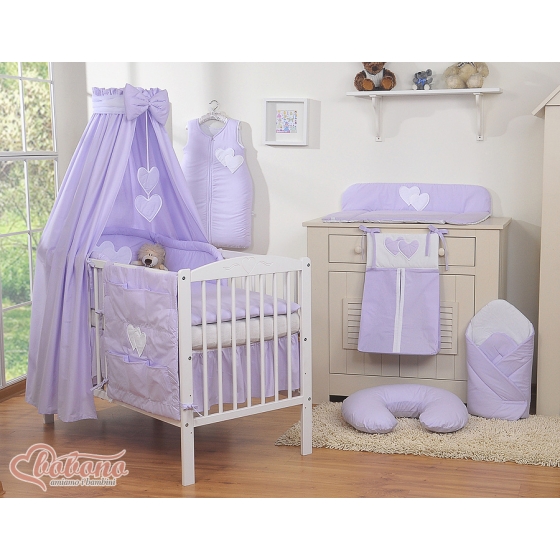 Baby Bed Canopy made of cotton- Hanging Hearts lilac