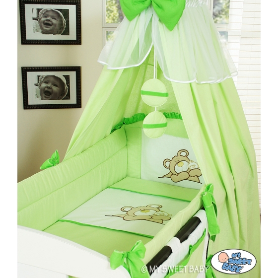 Baby Bed Canopy made of cotton- Teddy bear Barnaba green