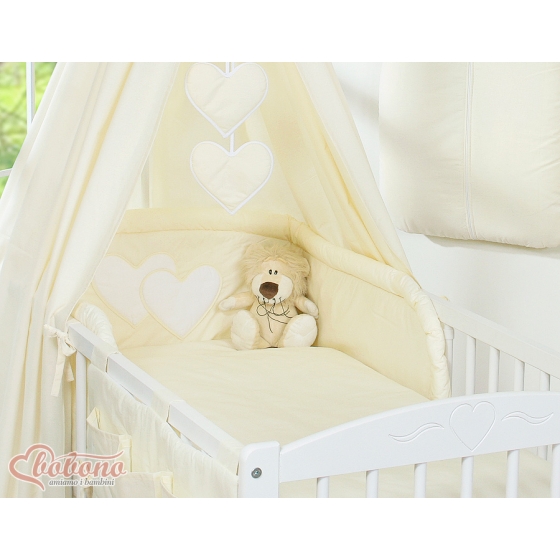 Baby Bed Canopy made of fabric- Hanging Hearts cream