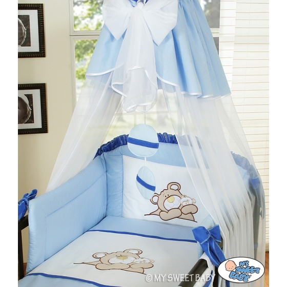 Baby Bed Canopy made of tulle- Teddy Bear Barnaba blue