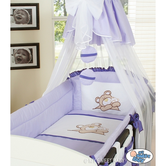 Baby Bed Canopy made of tulle- Teddy Bear Barnaba lilac