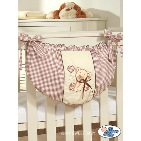 Baby bed Toys bag- Teddy bear with bow brown