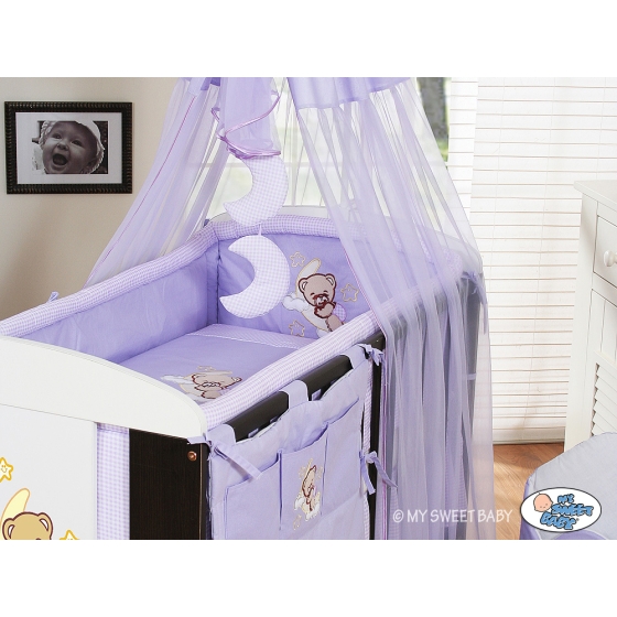 Baby Bedding set 5-pcs- with canopy (L60)- Good night lilac