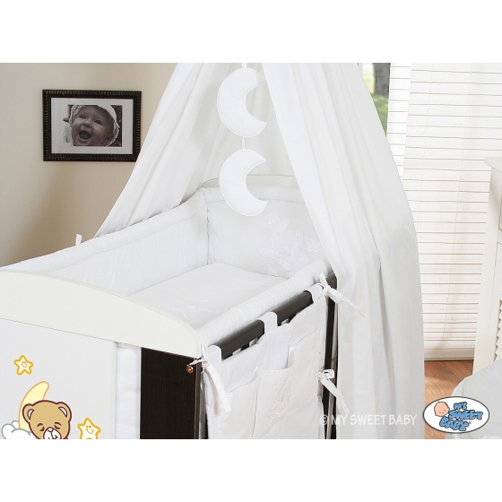 Baby Bedding set 5-pcs- with canopy (L60)- Good night white