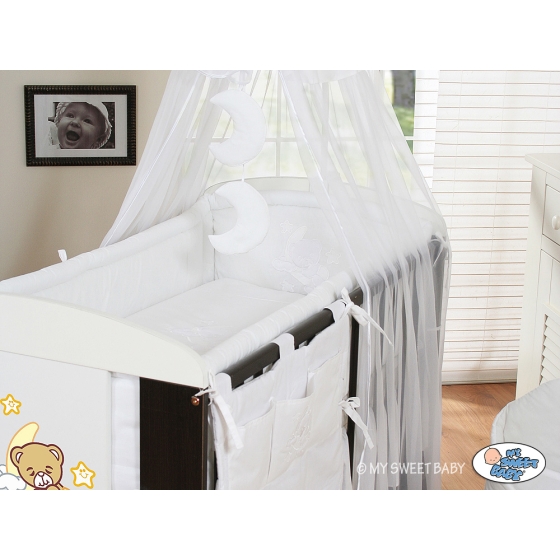 Baby Bedding set 5-pcs- with canopy (L60)- Good night white