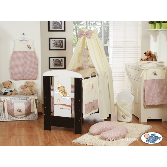 Baby Bedding set 5-pcs- with canopy (S60)- Good night brown