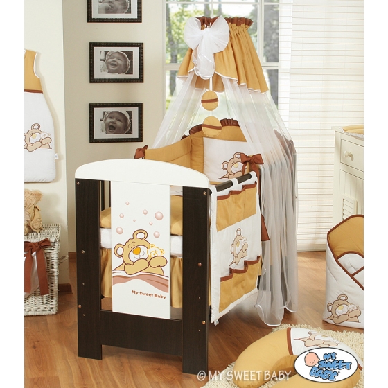 Baby Bedding set 5-pcs- with canopy (S60)- Teddy Bear Barnaba brown