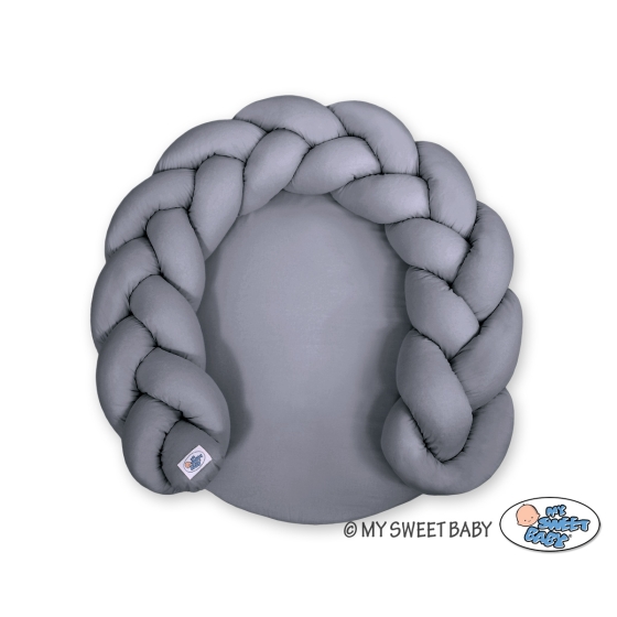 Baby braided knot donut pillow/ play mat 2 in 1 - anthrazit