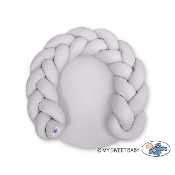 Baby braided knot donut pillow/ play mat 2 in 1 - gray