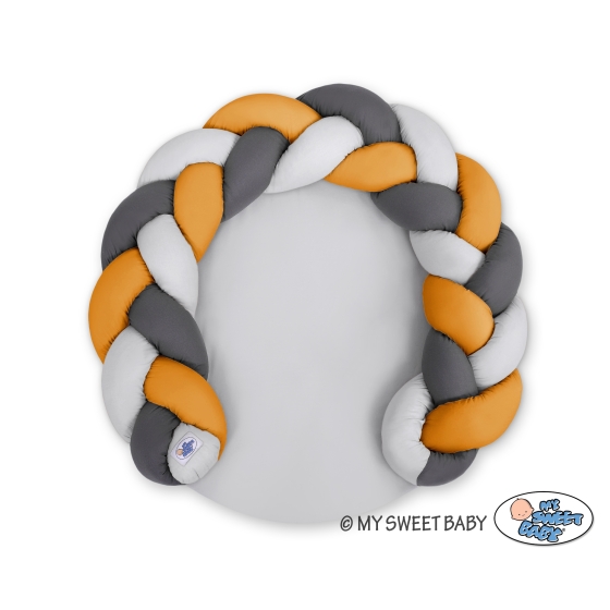 Baby braided knot donut pillow/ play mat 2 in 1 - gray-honey yellow-anthracite