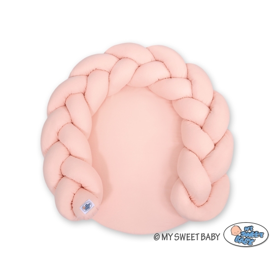 Baby braided knot donut pillow/ play mat 2 in 1 - powder pink