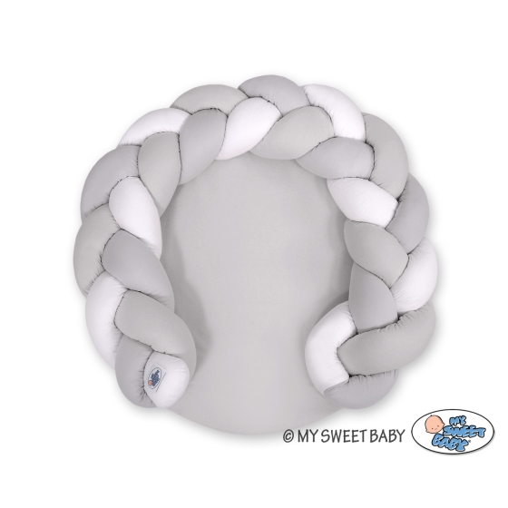 Baby braided knot donut pillow/ play mat 2 in 1 - white-gray