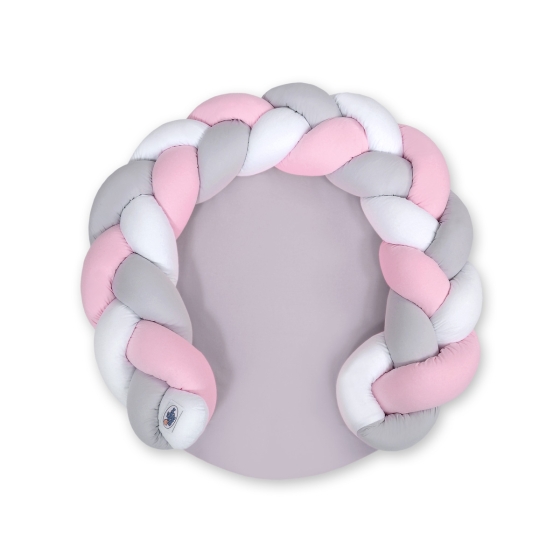 Baby braided knot donut pillow/ play mat 2 in 1 - white-pink-gray