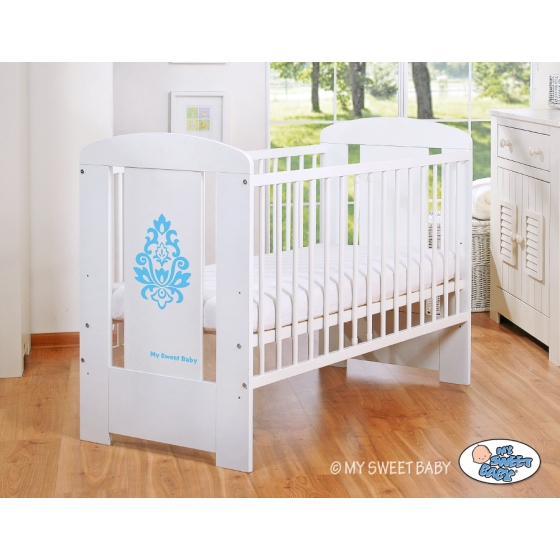 Baby cot bed 120x60cm Glamour White -3- blue