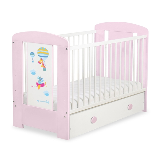 Baby cot bed 120x60cm Happy balloons with drawer MAXI