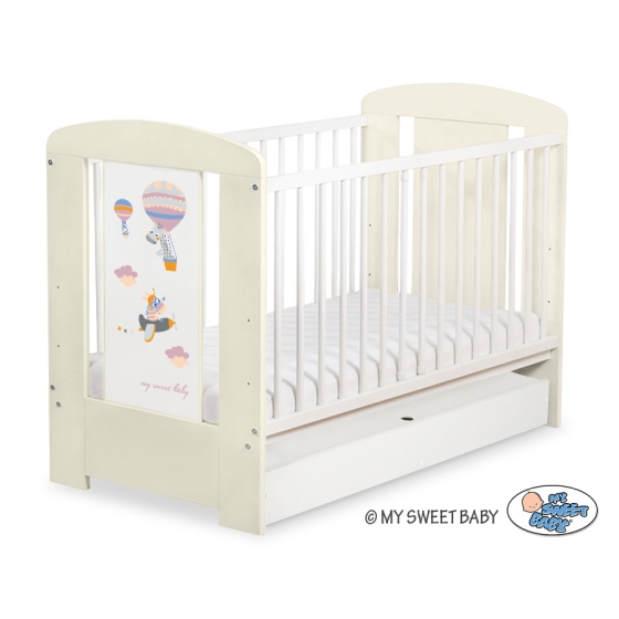 Baby cot bed 120x60cm Happy balloons with drawer STANDARD