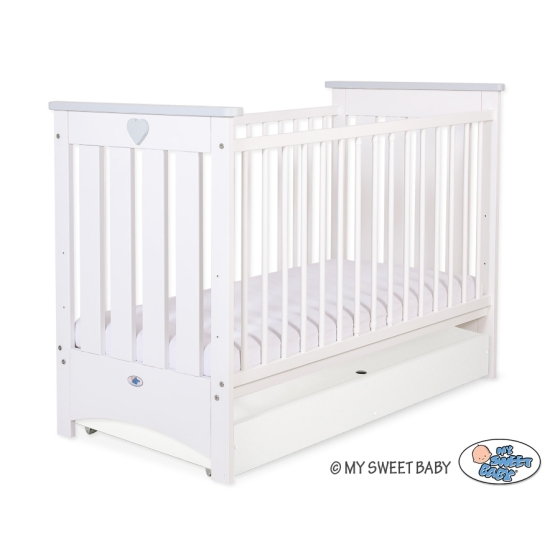 Baby cot bed 120x60cm Lorenzo III white/Gray with drawer STANDARD