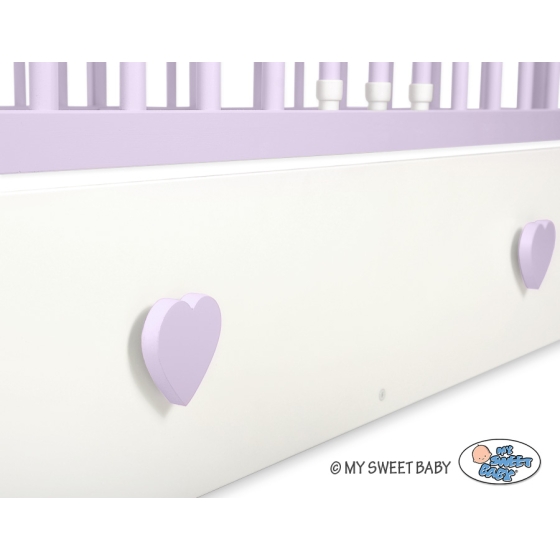 Baby cot bed 120x60cm Lorenzo III white/lilac with drawer MAXI