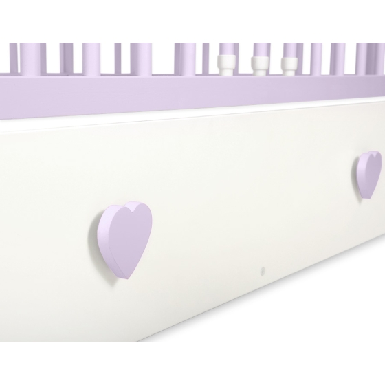 Baby cot bed 120x60cm Lorenzo III white/lilac with drawer MAXI