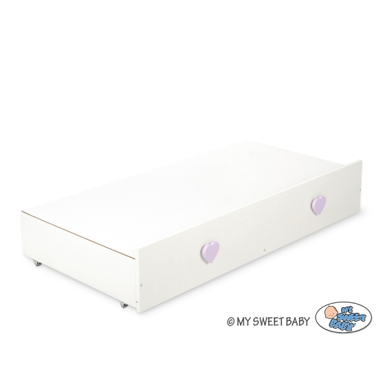 Baby cot bed 120x60cm Lorenzo III white/lilac with drawer MAXI
