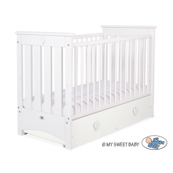 Baby cot bed 120x60cm Lorenzo III white with drawer MAXI