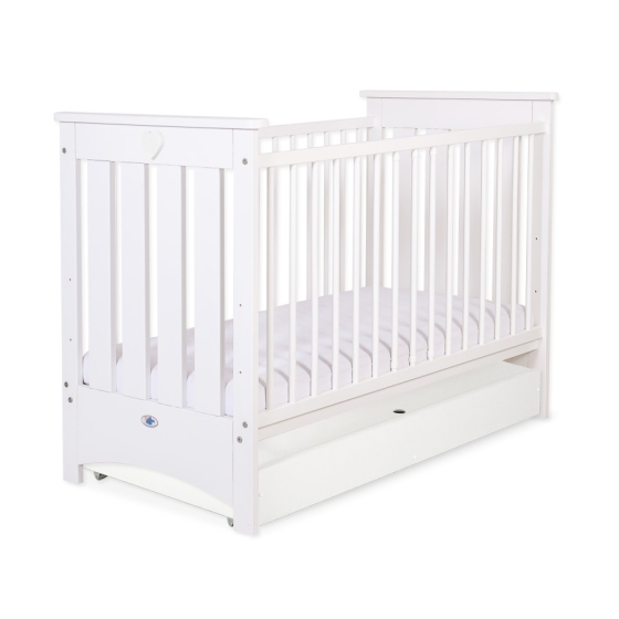 Baby cot bed 120x60cm Lorenzo III white with drawer STANDARD