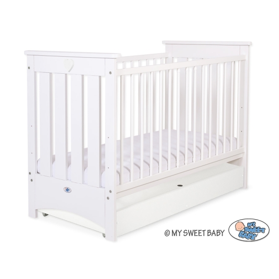 Baby cot bed 120x60cm Lorenzo III white with drawer STANDARD