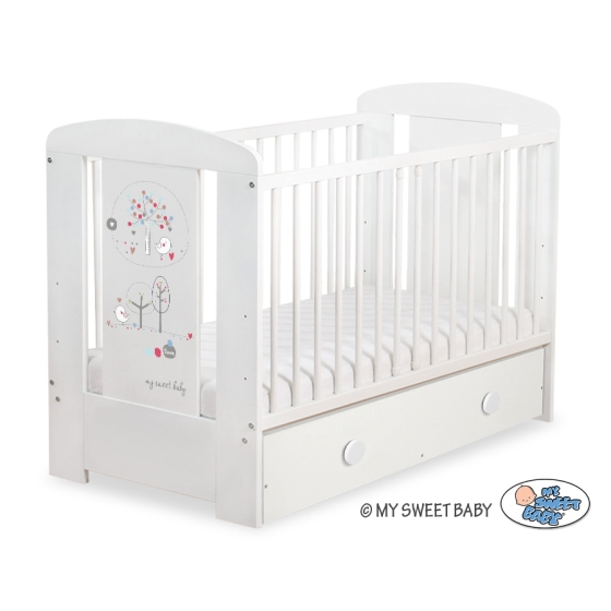 Baby cot bed 120x60cm Lovely birds with drawer MAXI
