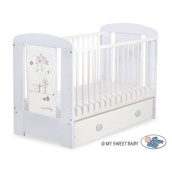 Baby cot bed 120x60cm Lovely birds with drawer MAXI