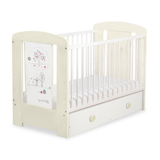 Baby cot bed 120x60cm Lovely birds with drawer MAXI